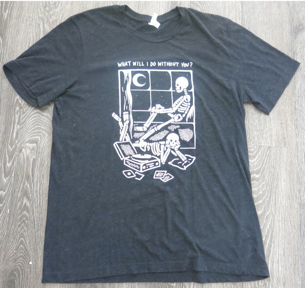 Skeleton T Shirt What Will I Do Without You Size L Black Whimsygoth Halloween